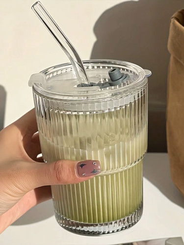 Vertical striped glass cup - striped,