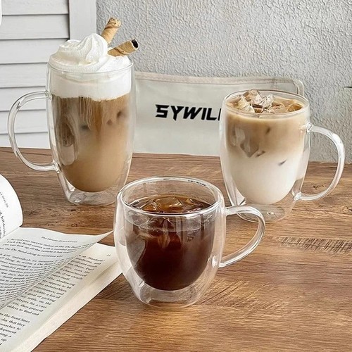 Glass coffee mug with - coffee,