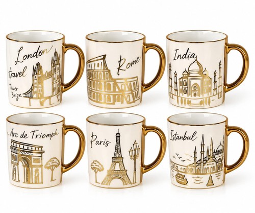 6pc travel ceramic mug set - 6pc,