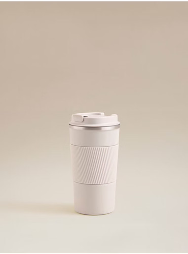 Beige metal travel mug - mug, 450ml