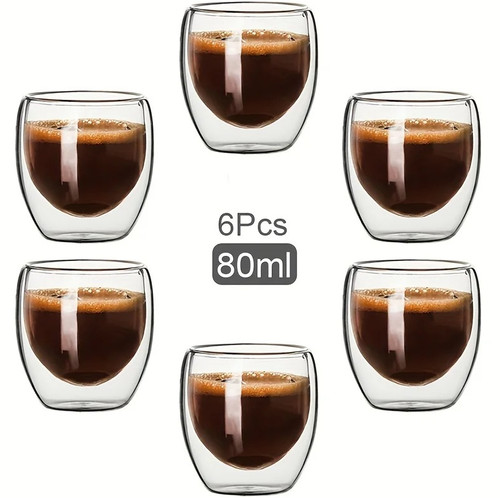 6pcs double wall - double, glass